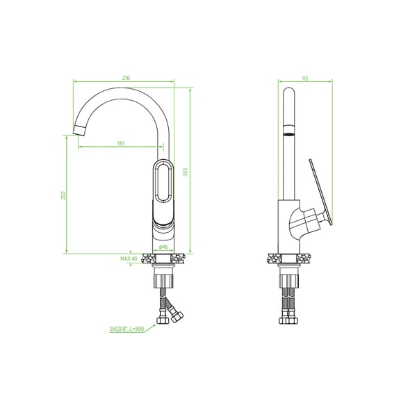 Μπαταρία νεροχύτη Tierra Rose Gold PVD BAJ 868U